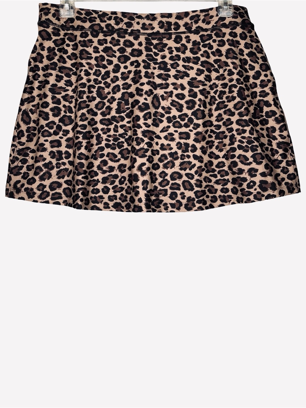 YPB sculptLUX Leopard  Print Tan Black Circle Mini Skirt Skort XL NWT